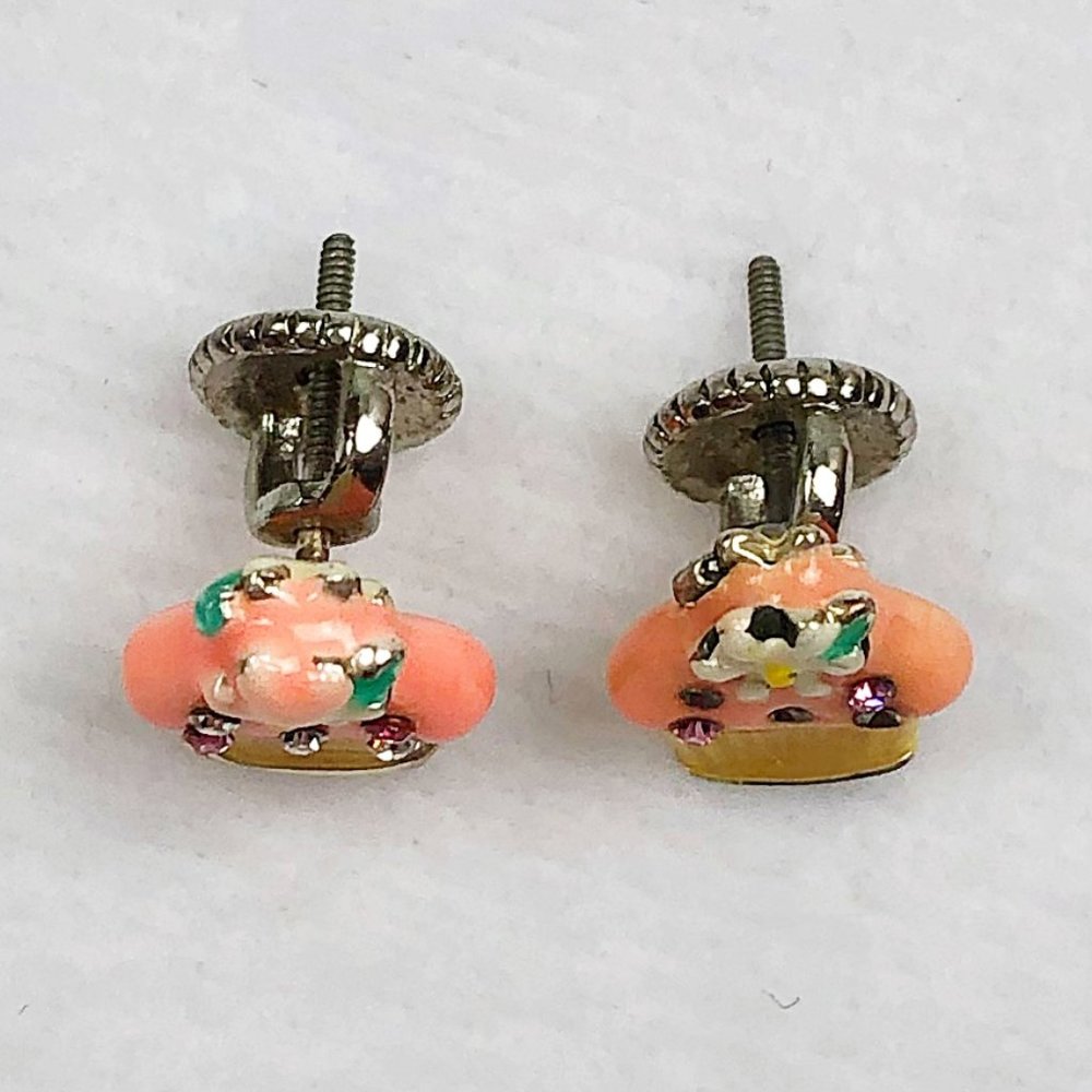 $5 CLEARANCE! Floral Cupcake Rhinestone Enamel Earrings 🧁 - Picture 4 of 13